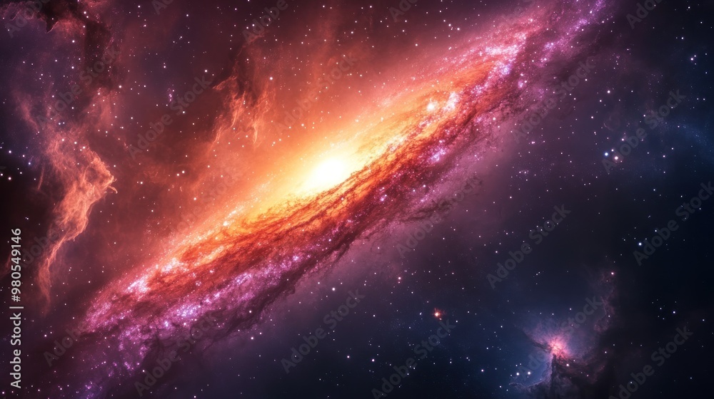 A Spiral Galaxy with Glowing Gas and Stars in a Dark Space A Spiral Galaxy with Glowing Gas and Stars in a Dark Space