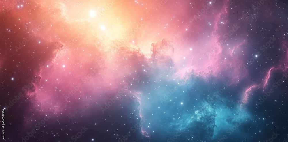 Fototapeta premium A Starry Night Sky with Colorful Nebulae and Distant Stars