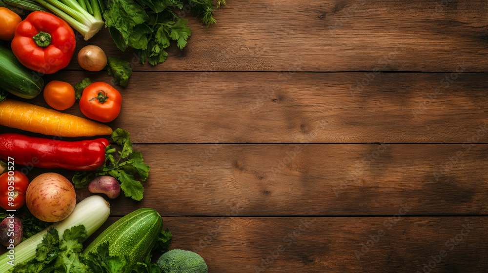Healthy food concept. Frame of fresh vegetables on rustic wooden background with copy space Healthy food concept. Frame of fresh vegetables on rustic wooden background with copy space