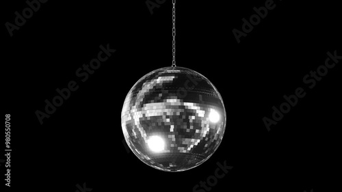 Disco ball rotating - 3D rendering - separated alpha channel - 4K