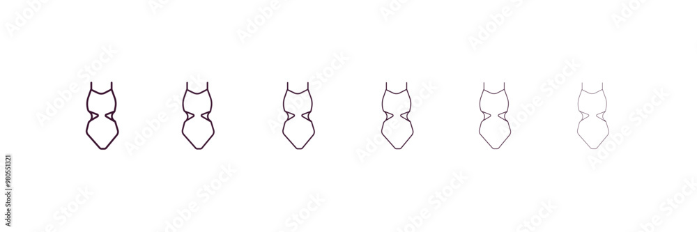 women swimsuit outline icon. Linear vector from fashion concept. 6 different line style women swimsuit icon included thin, light, regular, medium, bold, black women swimsuit outline icon. Linear vector from fashion concept. 6 different line style women swimsuit icon included thin, light, regular, medium, bold, black