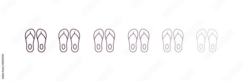 pair sandals outline icon. Linear vector from fashion concept. 6 different line style pair sandals icon included thin, light, regular, medium, bold, black pair sandals outline icon. Linear vector from fashion concept. 6 different line style pair sandals icon included thin, light, regular, medium, bold, black