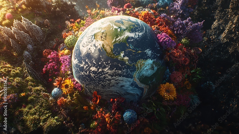 A close up of the Earth with a blue ocean and green land A close up of the Earth with a blue ocean and green land
