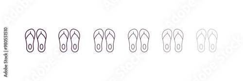 pair sandals outline icon. Linear vector from fashion concept. 6 different line style pair sandals icon included thin, light, regular, medium, bold, black