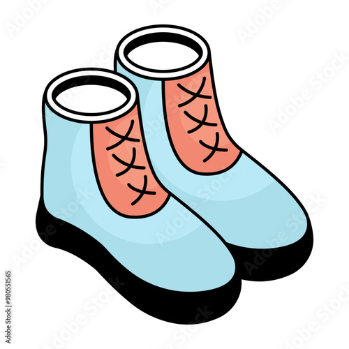 A colored design icon of shoes