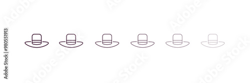 cylinder hat outline icon. Linear vector from fashion concept. 6 different line style cylinder hat icon included thin, light, regular, medium, bold, black