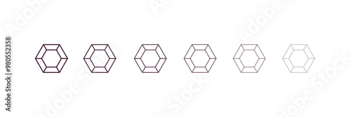 diamond precious stone outline icon. Linear vector from fashion concept. 6 different line style diamond precious stone icon included thin, light, regular, medium, bold, black