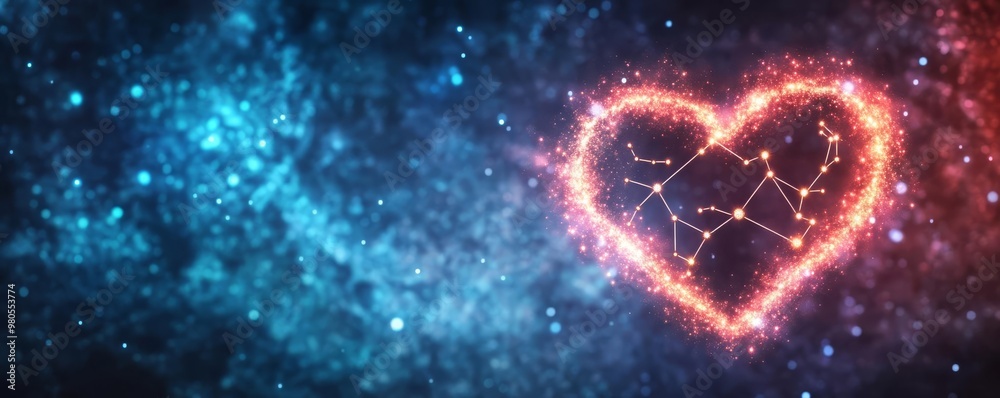 Zodiac signs aligned in a cosmic heart shape, glowing against a dark nebula background Zodiac signs aligned in a cosmic heart shape, glowing against a dark nebula background