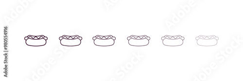 hotdog  outline icon. Linear vector from food concept. 6 different line style hotdog  icon included thin, light, regular, medium, bold, black