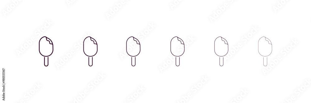bitten ice cream outline icon. Linear vector from food concept. 6 different line style bitten ice cream icon included thin, light, regular, medium, bold, black bitten ice cream outline icon. Linear vector from food concept. 6 different line style bitten ice cream icon included thin, light, regular, medium, bold, black