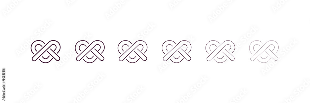 pretzel outline icon. Linear vector from food concept. 6 different line style pretzel icon included thin, light, regular, medium, bold, black pretzel outline icon. Linear vector from food concept. 6 different line style pretzel icon included thin, light, regular, medium, bold, black