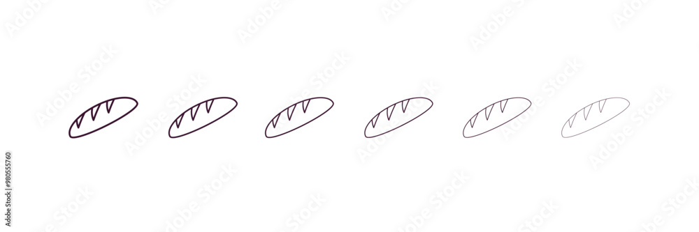 french bread outline icon. Linear vector from food concept. 6 different line style french bread icon included thin, light, regular, medium, bold, black french bread outline icon. Linear vector from food concept. 6 different line style french bread icon included thin, light, regular, medium, bold, black