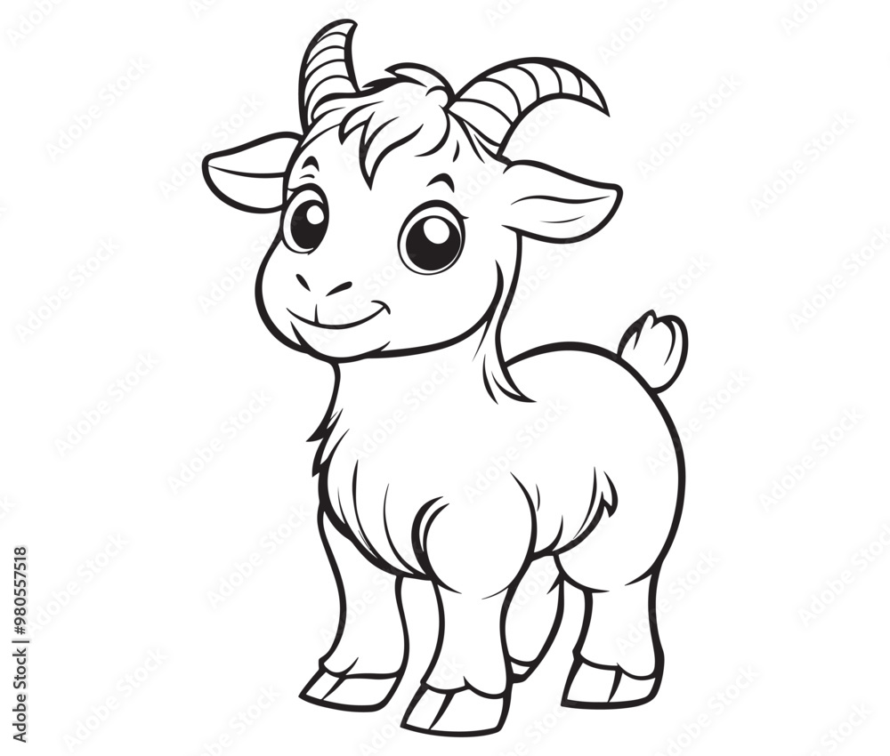 Little goat on a white background goat art line coloring page Little goat on a white background goat art line coloring page