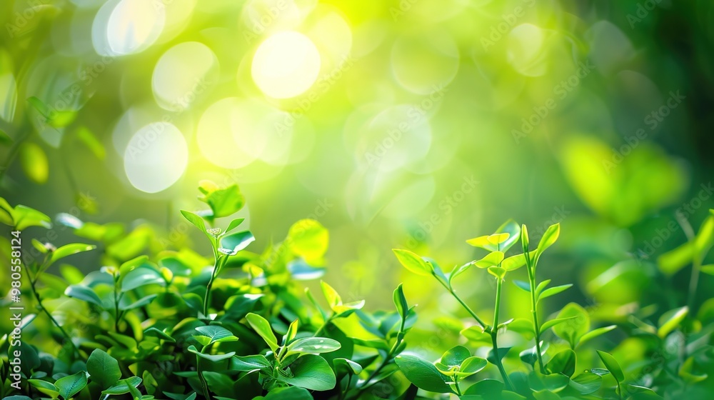A tight shot of a green plant with leafy foliage against a backdrop of vibrant green bokeh from a nearby light source A tight shot of a green plant with leafy foliage against a backdrop of vibrant green bokeh from a nearby light source