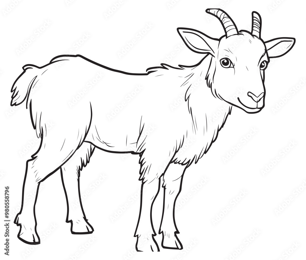 Goat on a white background goat art line coloring page Goat on a white background goat art line coloring page