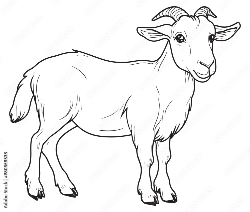 Goat on a white background goat art line coloring page Goat on a white background goat art line coloring page