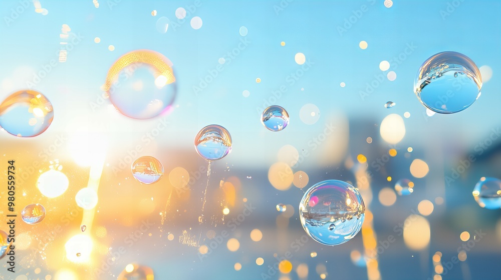 Colorful shiny soap bubbles reflecting light floating through the air in vibrant close-up view new beautiful stock image illustration AI Colorful shiny soap bubbles reflecting light floating through the air in vibrant close-up view new beautiful stock image illustration AI