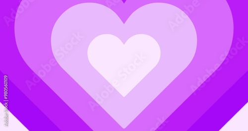 Moving hypnotic Heart in fast motion. Seamless Psychedelic hearts for Valentines day concept or festive day. Purple color