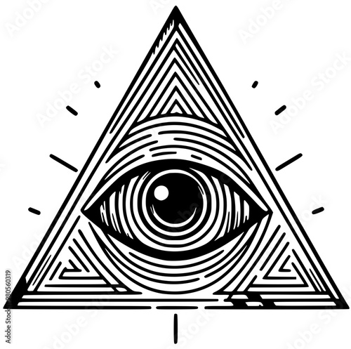 One-eyed triangle symbol sketch silhouette