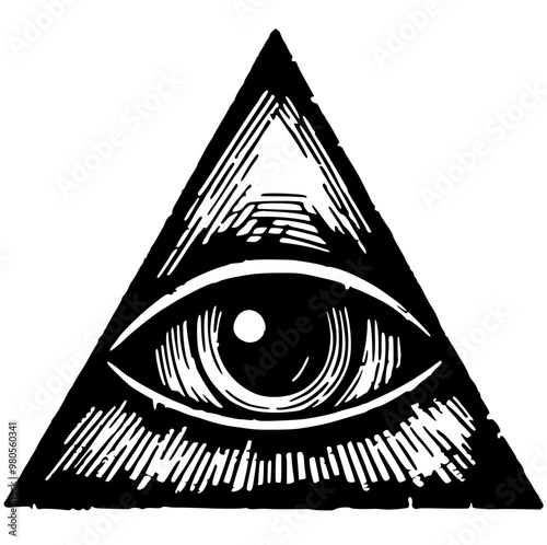 One-eyed triangle symbol sketch silhouette