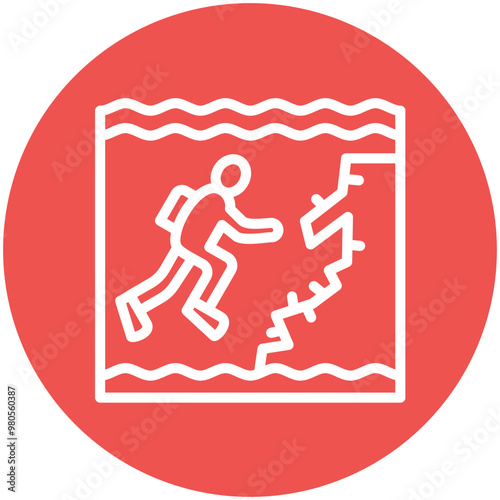 Wall Diving vector icon illustration of Vacation and Tourism iconset.