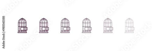 bird cage  outline icon. Linear vector from furniture concept. 6 different line style bird cage  icon included thin, light, regular, medium, bold, black