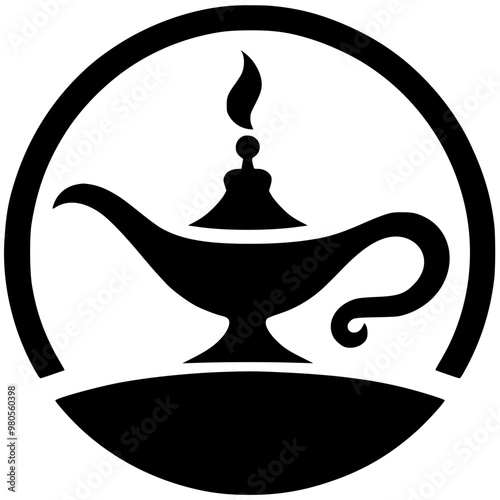 Aladdin's lamp logo silhouette