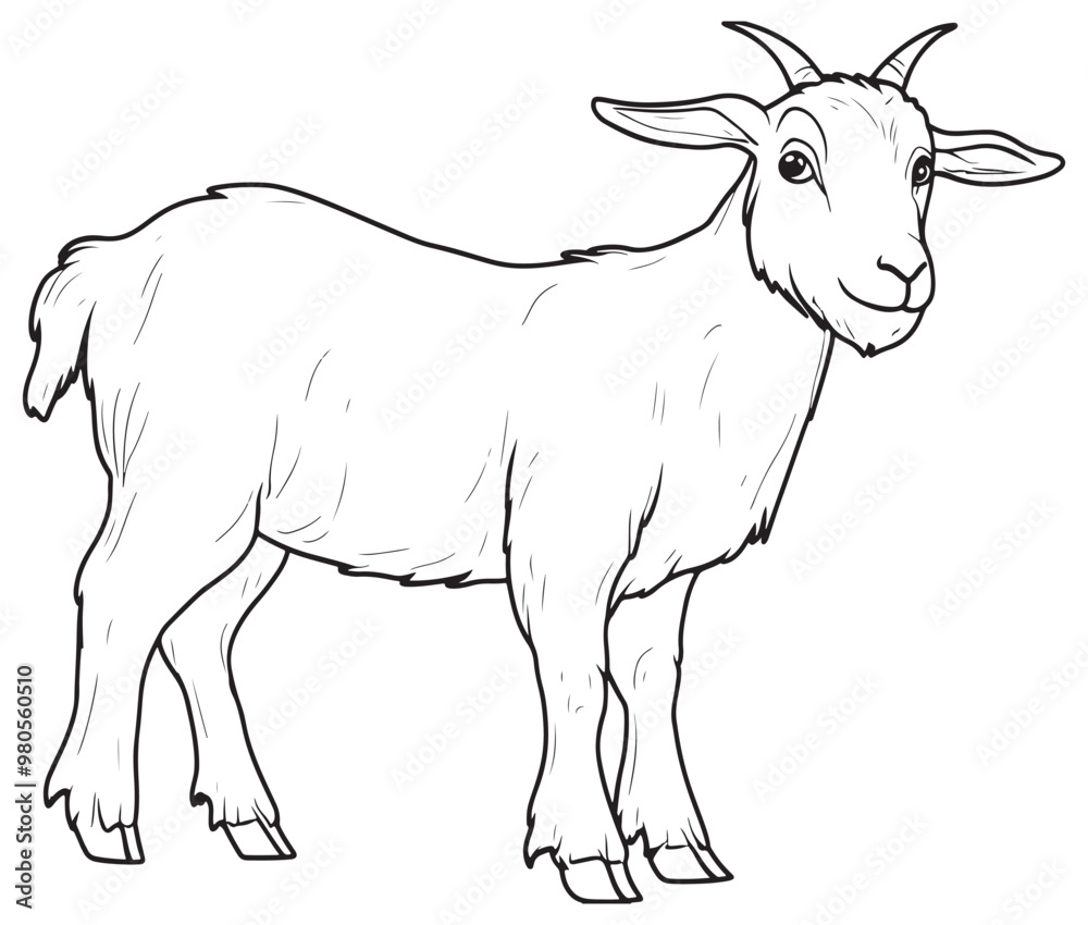 Goat on a white background goat art line coloring page Goat on a white background goat art line coloring page
