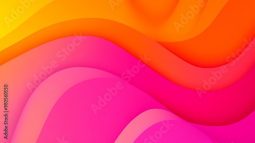 Vibrant and fluid abstract background with warm shades of orange, pink, and yellow, perfect for modern design projects. photo