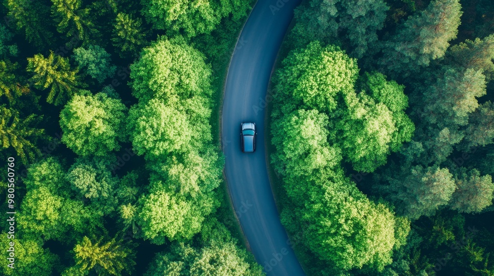 Top view of the asphalt road and dense green forests. Beautiful landscape photography with drone Top view of the asphalt road and dense green forests. Beautiful landscape photography with drone