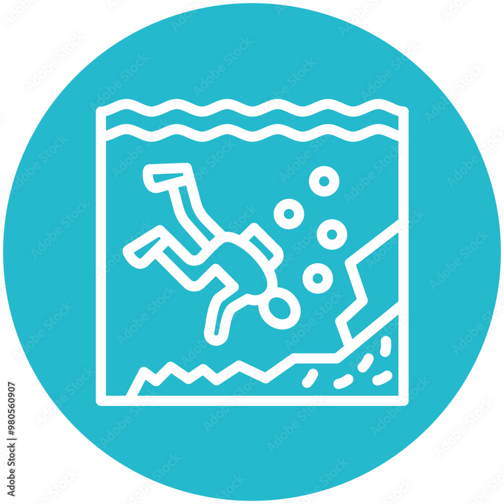 Deep Diving vector icon illustration of Vacation and Tourism iconset. Deep Diving vector icon illustration of Vacation and Tourism iconset.