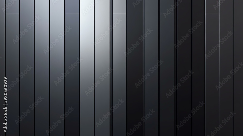 A modern abstract image showcasing vertical metal panels in varying shades of gray and black, creating a sleek and contemporary look. A modern abstract image showcasing vertical metal panels in varying shades of gray and black, creating a sleek and contemporary look.