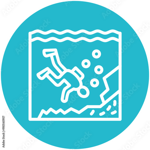 Deep Diving vector icon illustration of Vacation and Tourism iconset.