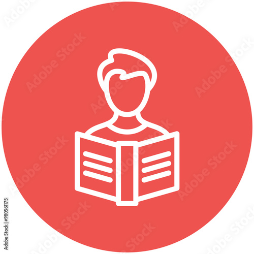 Reader Male vector icon illustration of Literature iconset.