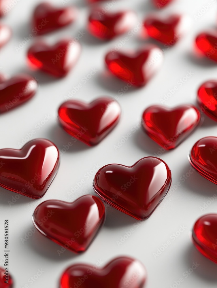 Red hearts on white background Red hearts on white background
