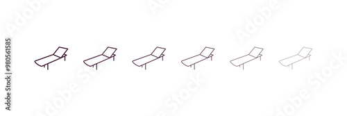 lounger  outline icon. Linear vector from furniture concept. 6 different line style lounger  icon included thin, light, regular, medium, bold, black