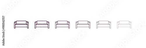 divan  outline icon. Linear vector from furniture concept. 6 different line style divan  icon included thin, light, regular, medium, bold, black
