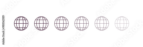 globe  outline icon. Linear vector from furniture concept. 6 different line style globe  icon included thin, light, regular, medium, bold, black photo