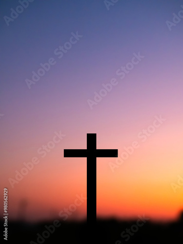 Cross christian god religion on sunset background, jesus church worship pray catholic grace christ, symbols christ love holy spiritual hope peach victory spirit meditation catholicism crucifix trush.