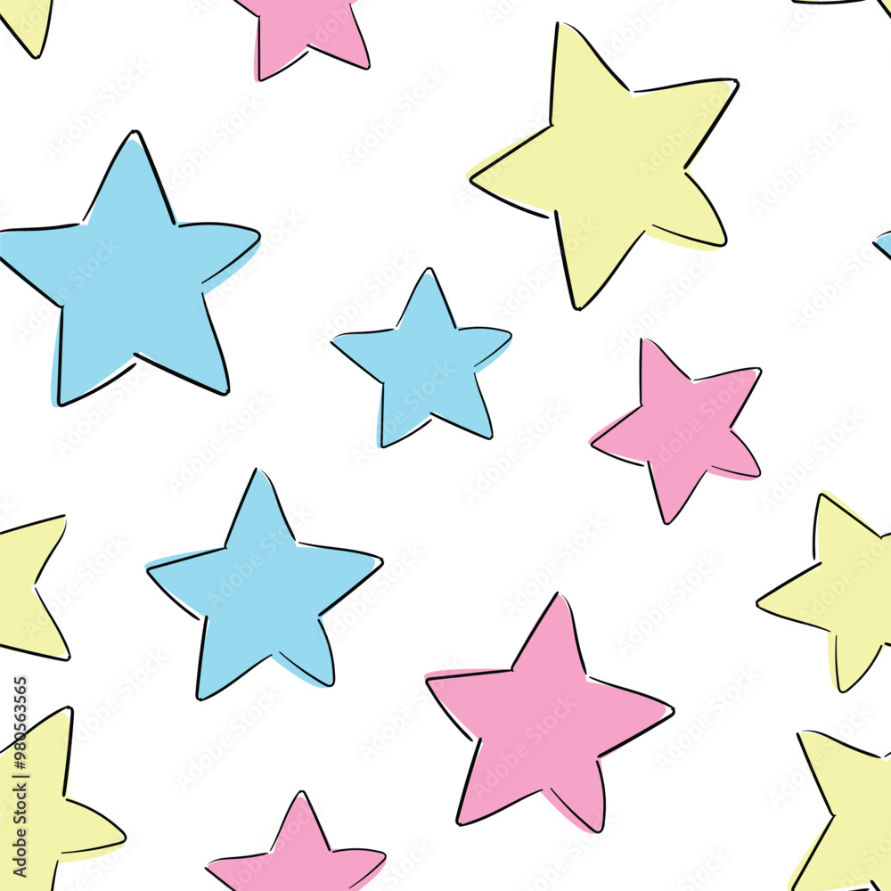 Obraz premium seamless pattern with stars. hand drawn background, texture with decor elements vector