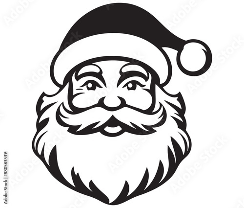 Cartoon Illustration of Santa Claus Face Character for Coloring Book