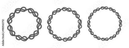 8 knot rope seamless pattern circle frame border template background vector Illustration