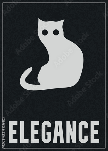 Cat elegance poster. Cat black poster