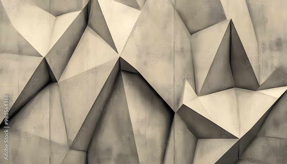 Clean, sharp geometric patterns in neutral tones, giving off a sleek, modern vibe