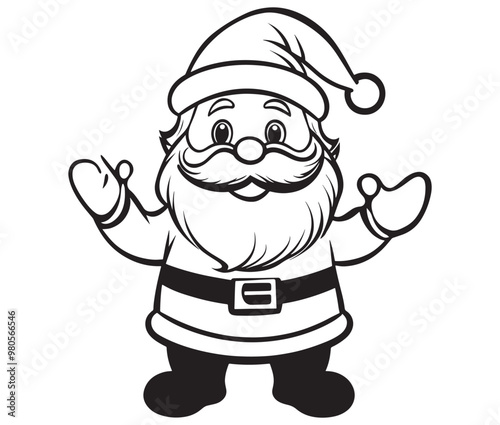 Cartoon Illustration of Santa Claus Character for Coloring Book