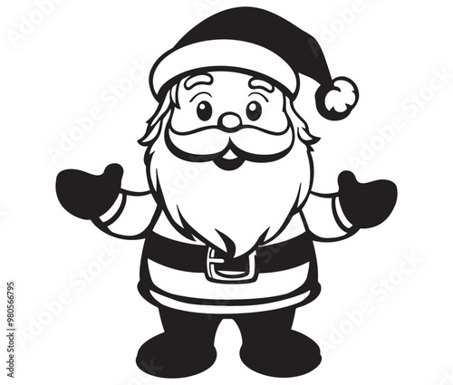 Cartoon Illustration of Santa Claus Character for Coloring Book