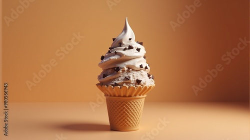 a cupcake with ice cream in it that is shaped like a cone.