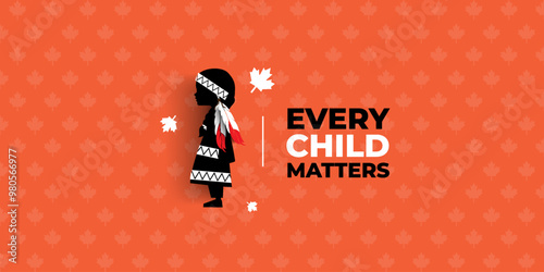 National Day of Truth and Reconciliation banner, Every Child Matters design concept, September 30. Vector Illustration