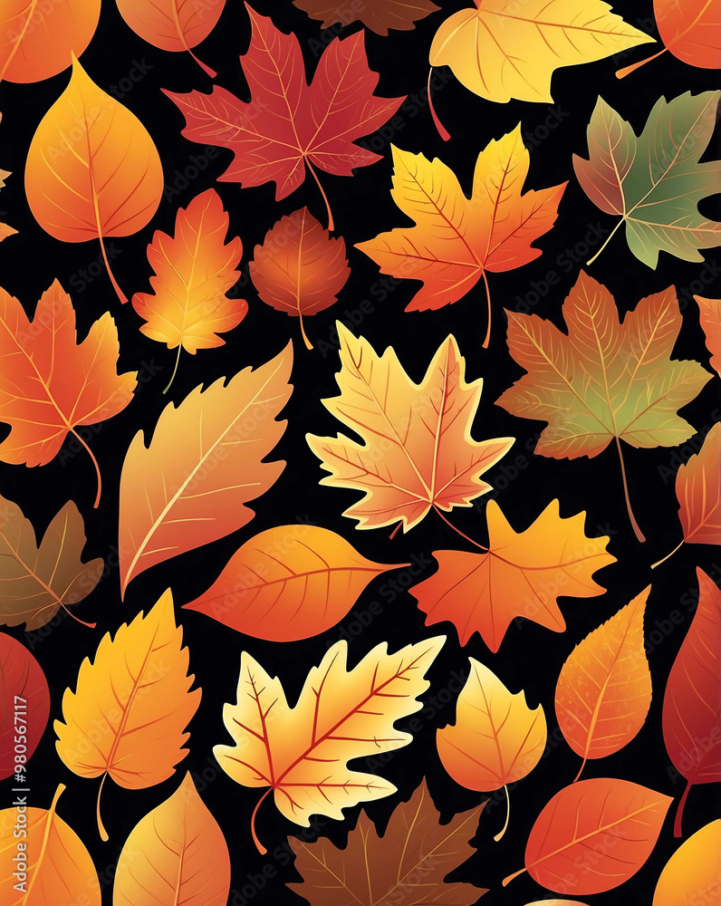 Autumn leaves gradient with orange to red hues Autumn leaves gradient with orange to red hues