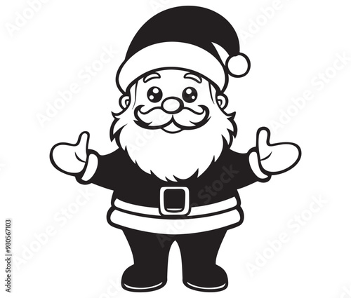 Cartoon Illustration of Santa Claus Character for Coloring Book